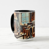 Eine gemütliche Winterlandschaft am Kamin Tasse (Vorderseite Links)