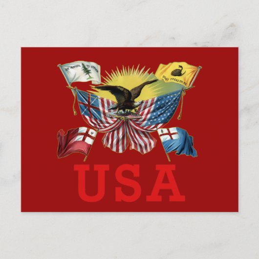 Eine Geschichte amerikanischer Flaggen auf einem H Postkarte (Vorderseite)