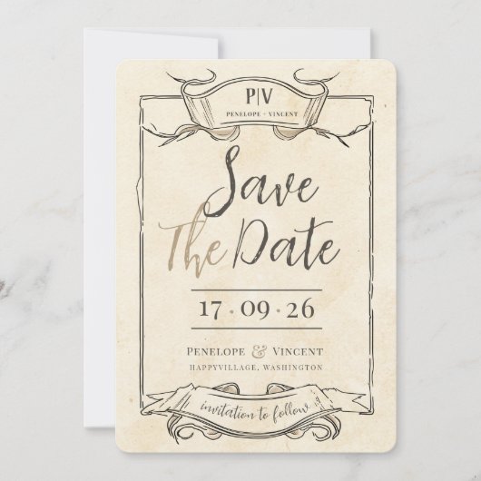 Eine Geschichte der Drachen-Liebe Save the Date Ei Einladung (Vorderseite)