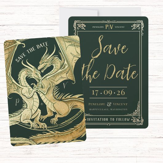 Eine Geschichte der Drachen-Liebe Save the Date Einladung