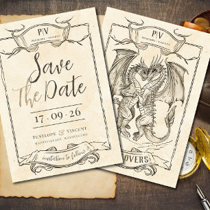Eine Geschichte der Drachenliebe Save-the-Date-Ein Einladung