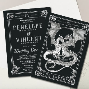 Eine Geschichte von Drachenliebe Tarot Hochzeits Einladung