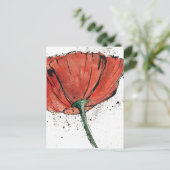 Eine geschlossene Blume auf weißem Hintergrund Postkarte (Stehend Vorderseite)