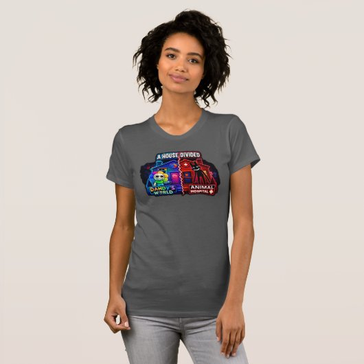 Eine geteilte Haus-Cartoon-Split-Panel T-Shirt (Vorne ganz)