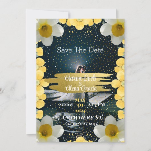 Eine getrocknete Einladung mit narzissenartigen Bl (Vorderseite)