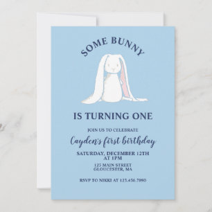 Eine gewisse Bunny ist eine blaue First Birthday E Einladung