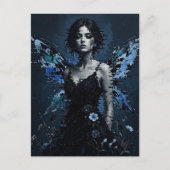 Eine Glitch-Fee mit blauen Blumen Postkarte (Vorderseite)