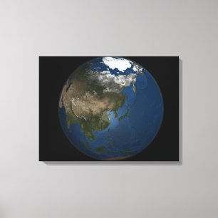 Eine globale Ansicht über Asien mit arktischem Leinwanddruck