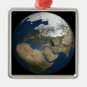 Eine globale Ansicht über Europa und Skandinavien Silbernes Ornament