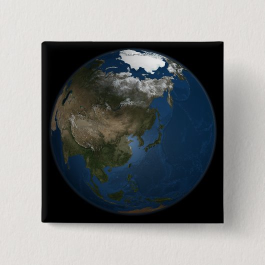 Eine globale Sicht auf Asien mit arktischem Meerei Button (Vorderseite)