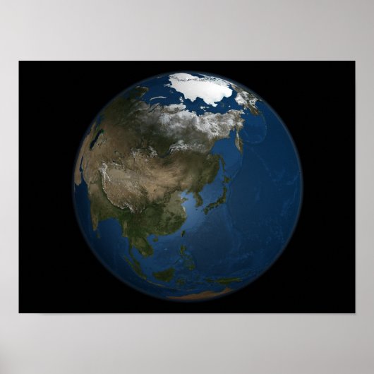 Eine globale Sicht auf Asien mit arktischem Meerei Poster (Vorne)