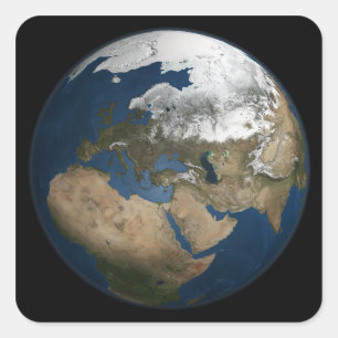 Eine globale Sicht auf Europa und Skandinavien Quadratischer Aufkleber