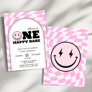 Eine glückliche Babe Pink Girls Einladung Geburtst