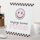 Eine glückliche Babe Pink Smile Face Food Station Sockelschild (In Situ)