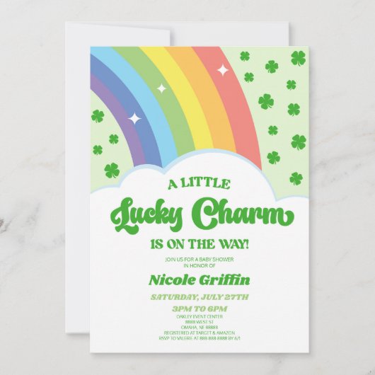 Eine glückliche Charm St. Patrick's Day Baby Dusch Einladung (Vorderseite)