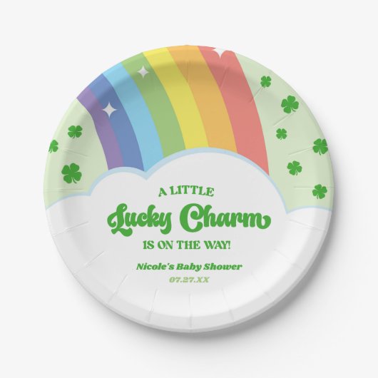 Eine glückliche Charm St. Patrick's Day Baby Dusch Pappteller (Vorderseite)