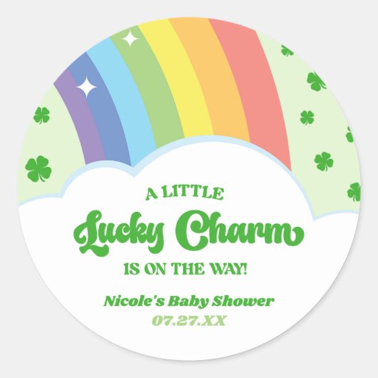 Eine glückliche Charm St. Patrick's Day Baby Dusch Runder Aufkleber (Vorderseite)