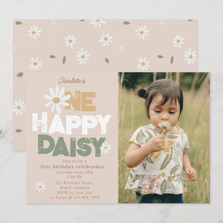 Eine glückliche Daisy-Einladung 1. Erste Geburtst Einladung