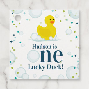 Eine glückliche Ducky Duck Pink erste Geburtstagsp Geschenkanhänger