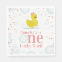 Eine glückliche Ducky Duck Pink erste Geburtstagsp