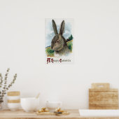 Eine glückliche EastertideGraue Kaninchenlandschaf Poster (Küche)