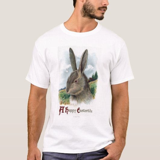 Eine glückliche EastertideGray Kaninchen-Szene T-Shirt (Vorderseite)