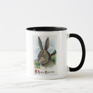 Eine glückliche EastertideGray Kaninchen-Szene Tasse