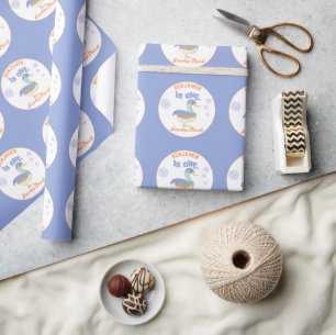 Eine Glückliche Ente & Blasen Erster Geburtstag Pa Geschenkpapier