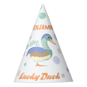 Eine Glückliche Ente &  Bubbles Erster Geburtstag  Partyhütchen