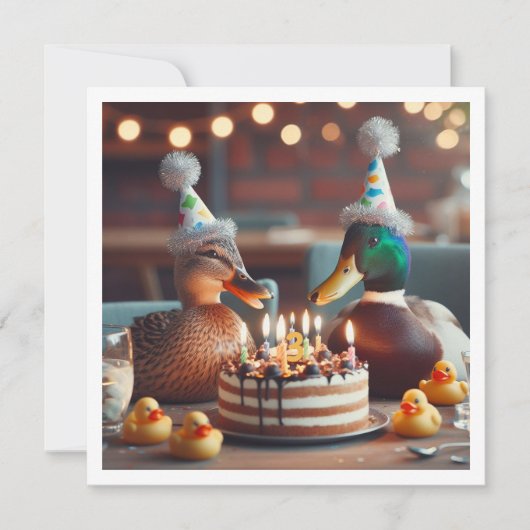 Eine glückliche Ente, Ente zum Geburtstag Einladung (Vorderseite)