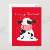 Eine glückliche Holstein-Kuh wünscht Ihnen frohe W Postkarte (Vorne/Hinten)