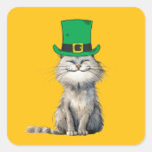 Eine glückliche irische Katze Quadratischer Aufkleber (Vorderseite)