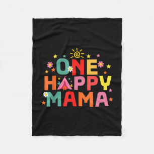 Eine glückliche Mama Camping 1. Geburtstag erste R Fleecedecke