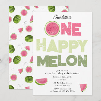 Eine glückliche Melonen-Einladung zum 1. Sommer-Ge Einladung