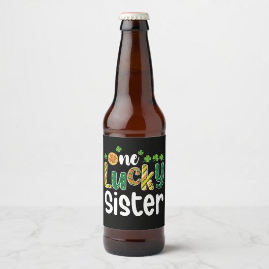 Eine glückliche Schwester Matching Familie St Patr Bierflaschenetikett (Vorderseite)