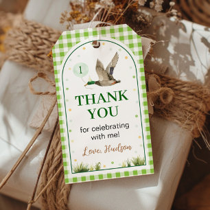 Eine Glückliche Stockenten-Grünpflanzen-Geburtstag Geschenkanhänger