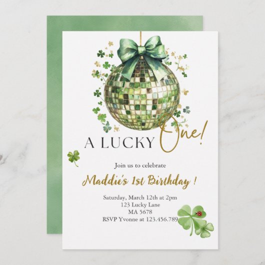 Eine glückliche und Niedliche Diskothek 1. Geburts Einladung (Vorne/Hinten)