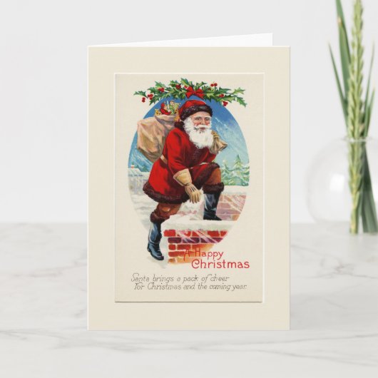 Eine glückliche Weihnachts-Vintage Weihnachtskarte Feiertagskarte (Vorderseite)