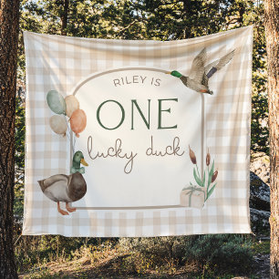 Eine Glücksente Geburtstags-Personalisierte Banner Wandteppich