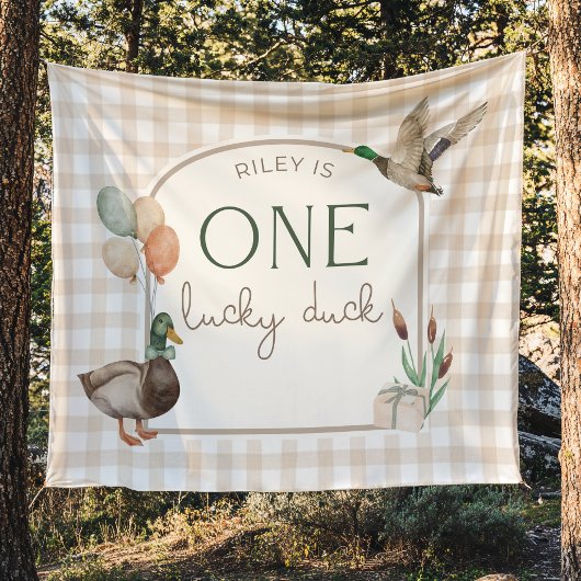 Eine Glücksente Geburtstags-Personalisierte Banner Wandteppich