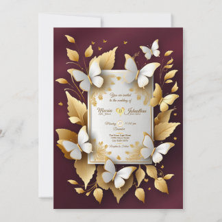 Eine Golden and Burgund Wedding Einladungskarte Einladung