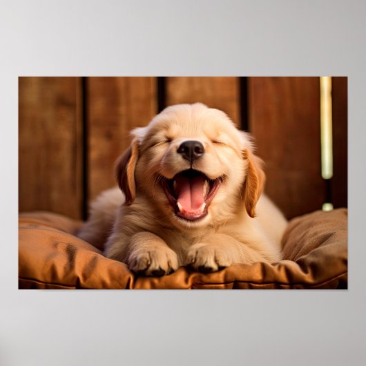 Eine goldene Retriever Welpe in der Mitte-Yawn AI  Poster (Vorne)