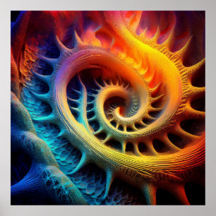 Eine goldene, stachelige Mandelbrot-Menge-Fraktal Poster