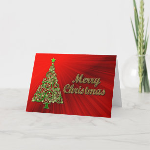 Eine goldene und rote Weihnachtskarte Feiertagskarte