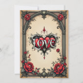 Eine gotische Romantik. Ein verzierter, gotischer Einladung (Rückseite)