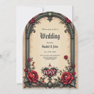 Eine gotische Romantik. Ein verzierter, gotischer  Einladung