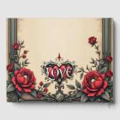 Eine gotische Romantik. Ein verzierter, gotischer Gästebuch (Rückseite)