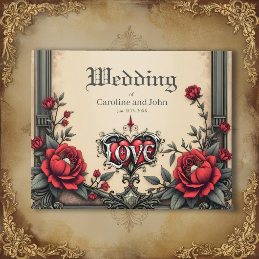 Eine gotische Romantik. Ein verzierter, gotischer Gästebuch