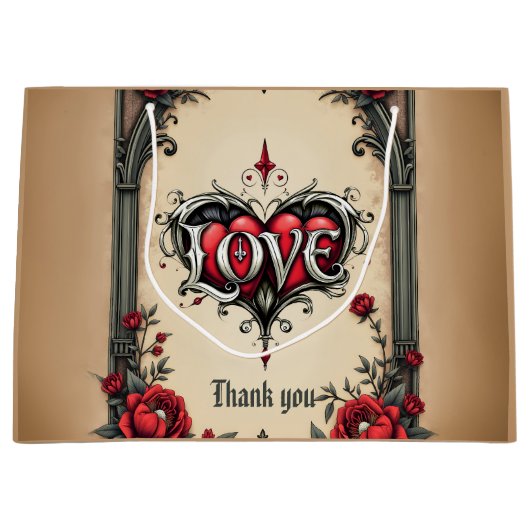 Eine gotische Romantik. Ein verzierter, gotischer Große Geschenktüte (Vorderseite)