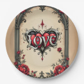 Eine gotische Romantik. Ein verzierter, gotischer  Pappteller (Vorderseite)